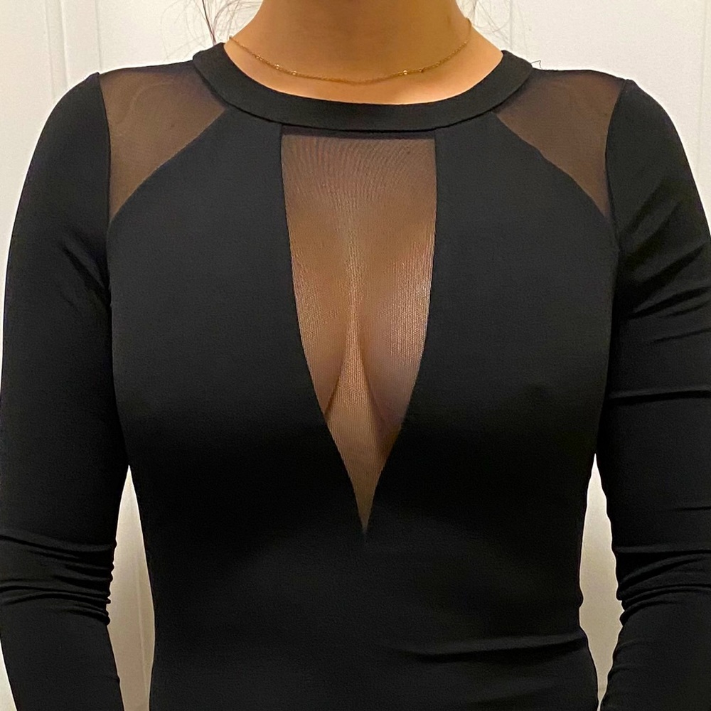 Black Dress with mesh cutouts